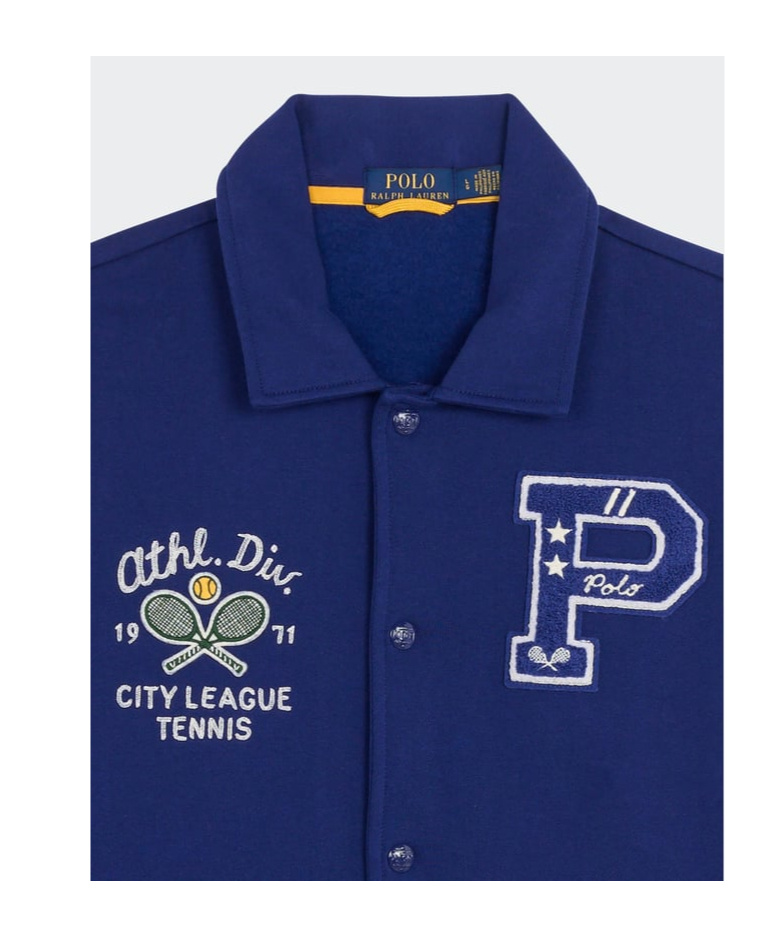 Polo Ralph Lauren Blue Fleece Varsity Jacket In Blue
