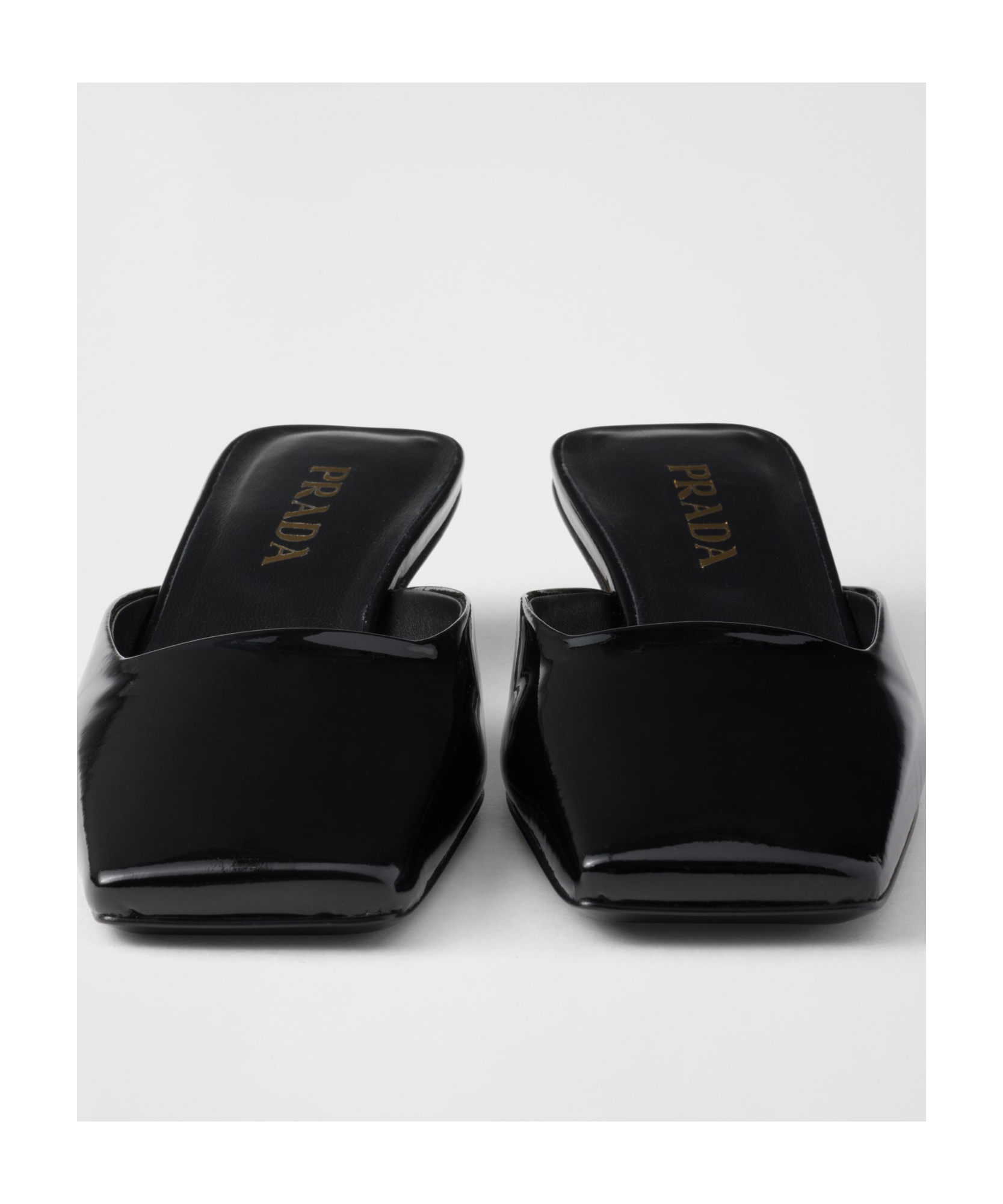 Prada Satin Square-toe Ballerina Mule Pumps In Black