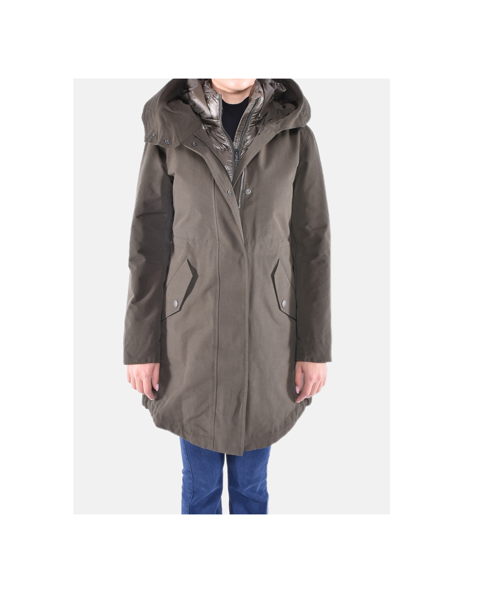 Woolrich Long Military 3in1 Down Parka In Gray