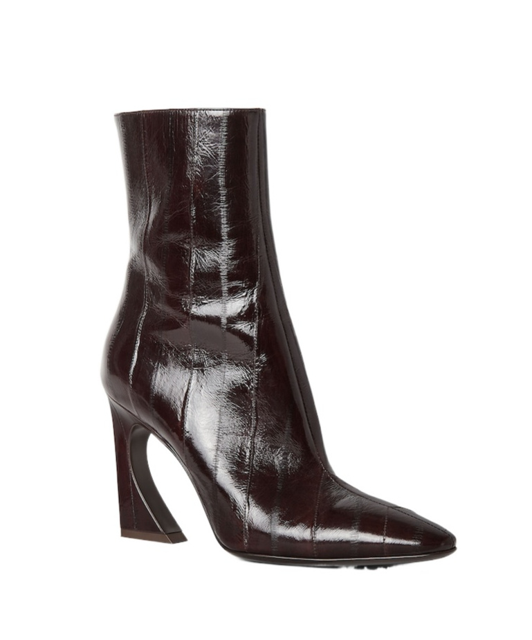 Fendi Brown Hagfish Leather Ankle Boots In Brown