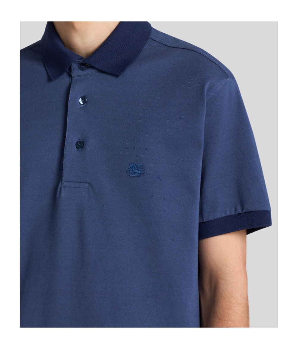 Etro Polo Shirt With Print In Blue