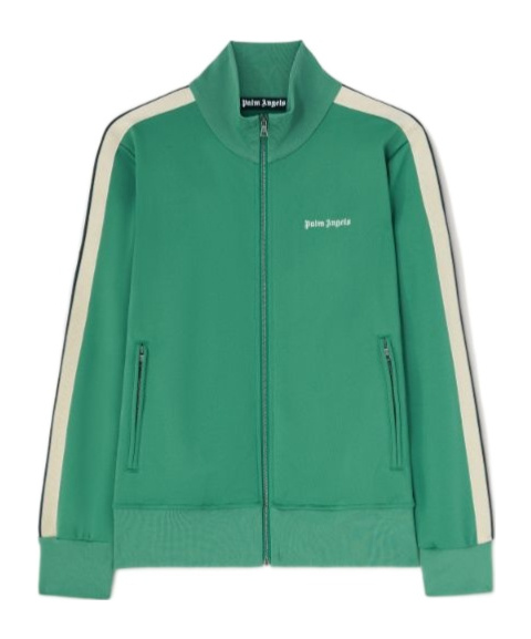 Shop Palm Angels Logo Embroidered Track Jacket In Green