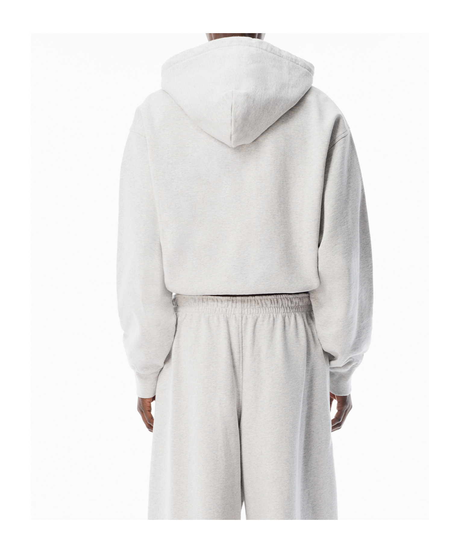 Alexander Wang Rhinestone-drawcord Zip-up Hoodie In Gray