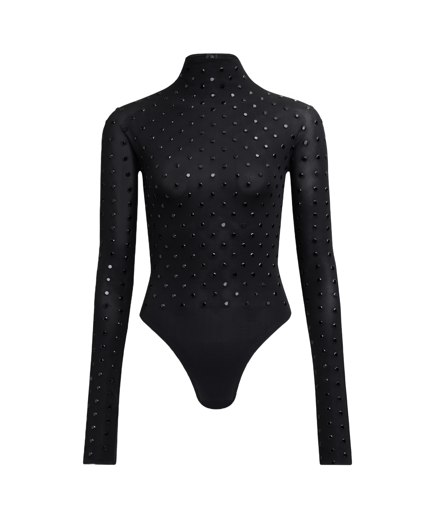 Shop Alaïa Rhinestone Knitted Tights In Black