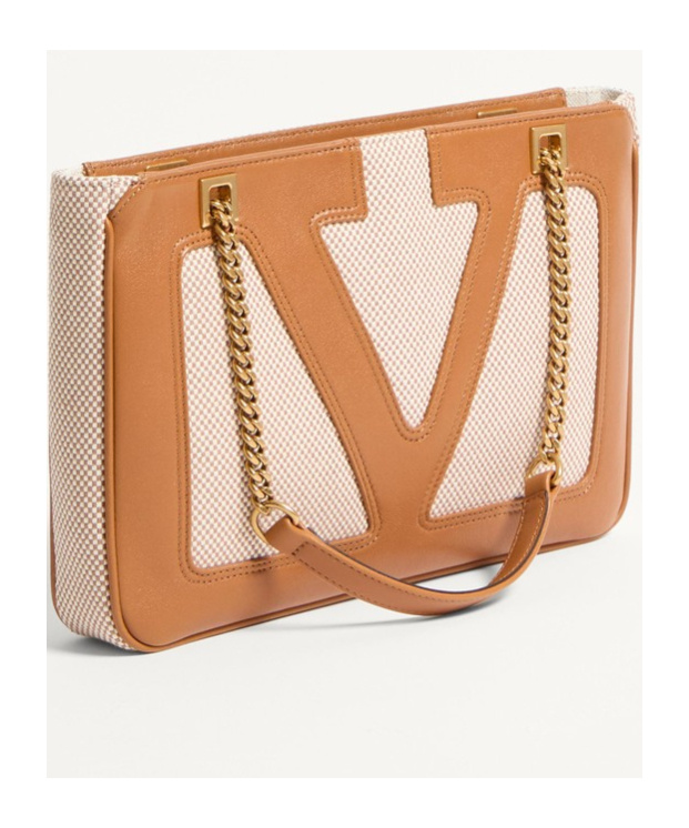 Valentino Small Viva Superstar Canvas Shoulder Bag In Brown