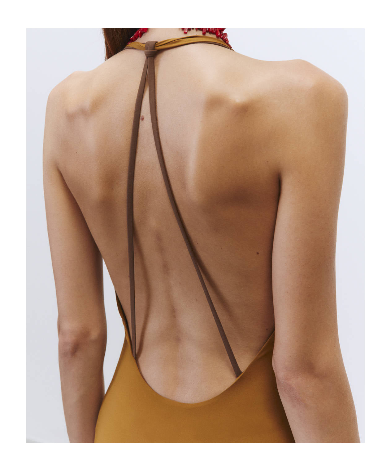 Alysi V-neck Sleeveless Swimsuit In Brown