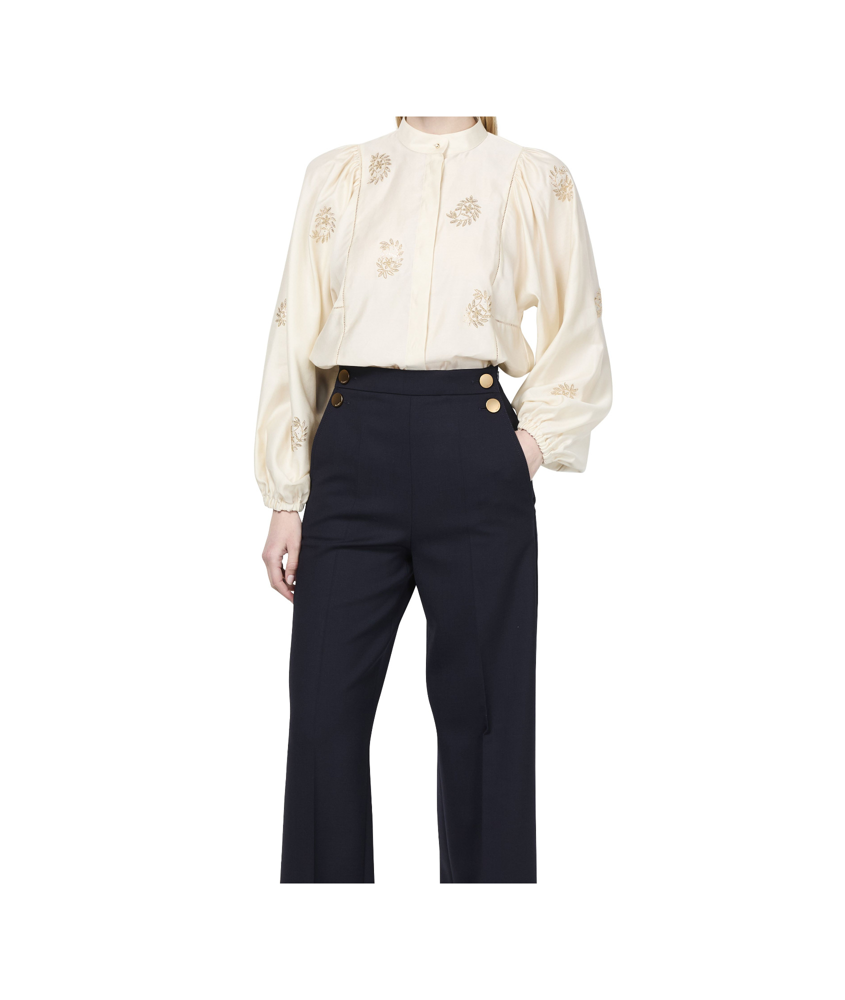 Max Mara Caladio Ricamo Blouse In White