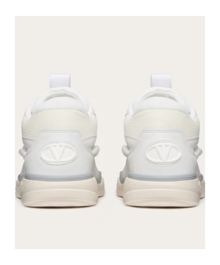 Valentino Calf Leather And Fabric Mid-top Runboot Sneakers In White