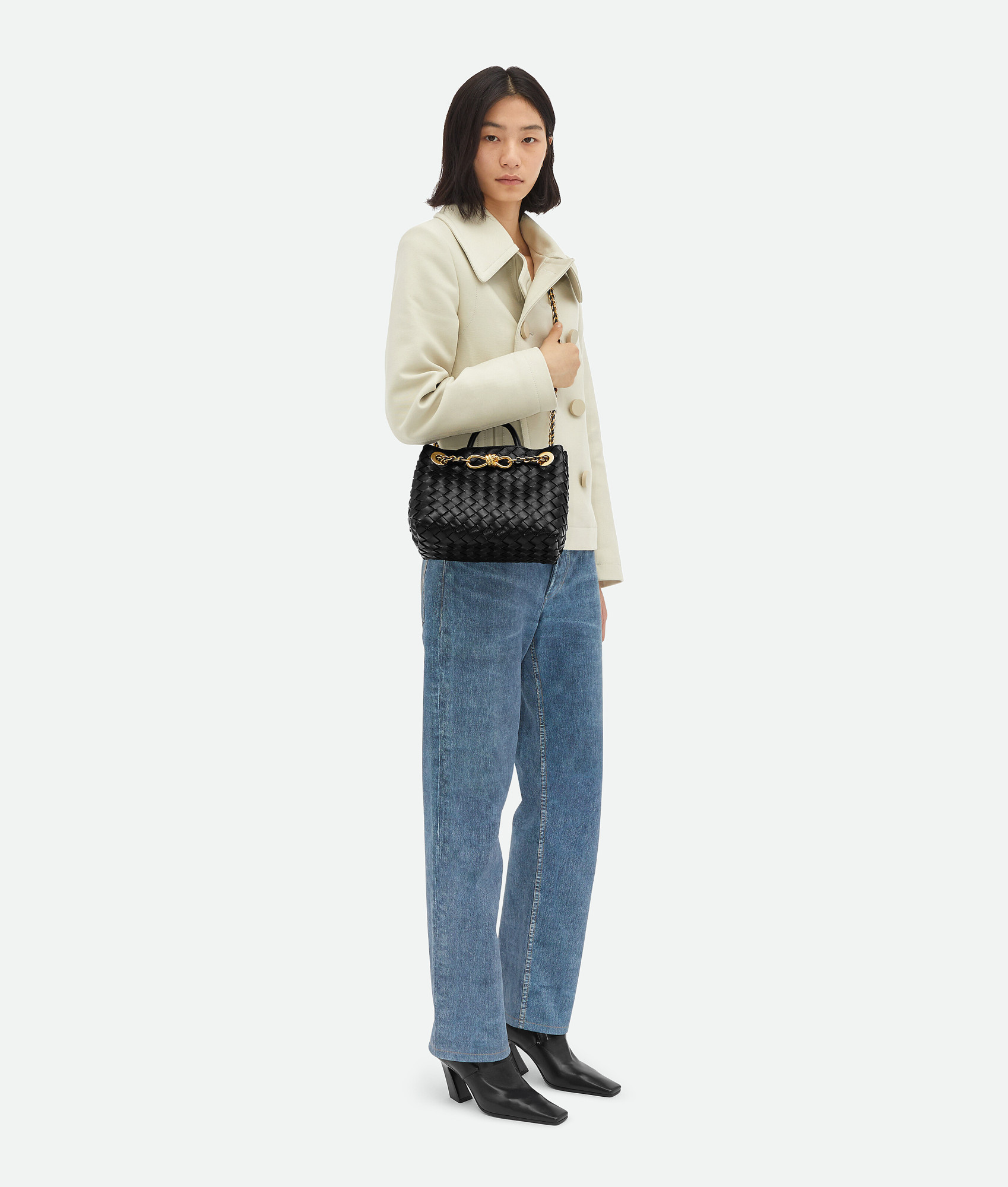 Shop Bottega Veneta Small Andiamo Chain In Black