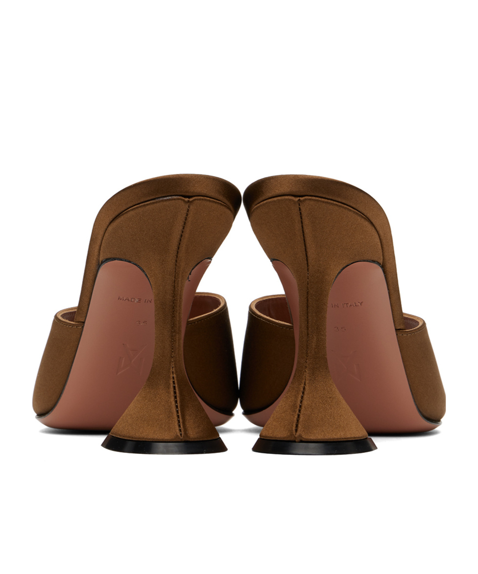 Amina Muaddi Brown Lupita Slipper Heeled Sandals In Brown