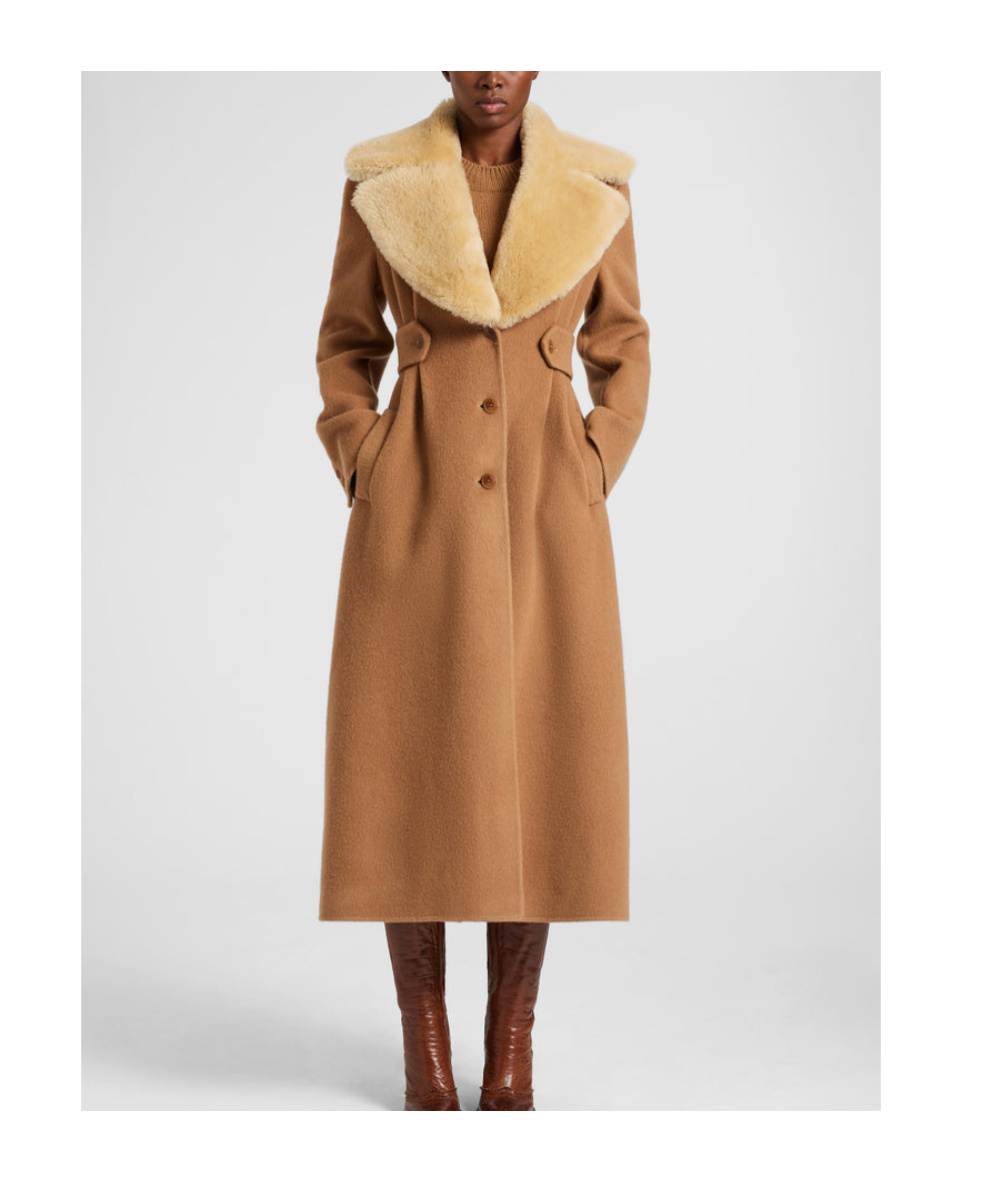 Ermanno Scervino Long-sleeved Coat In Brown