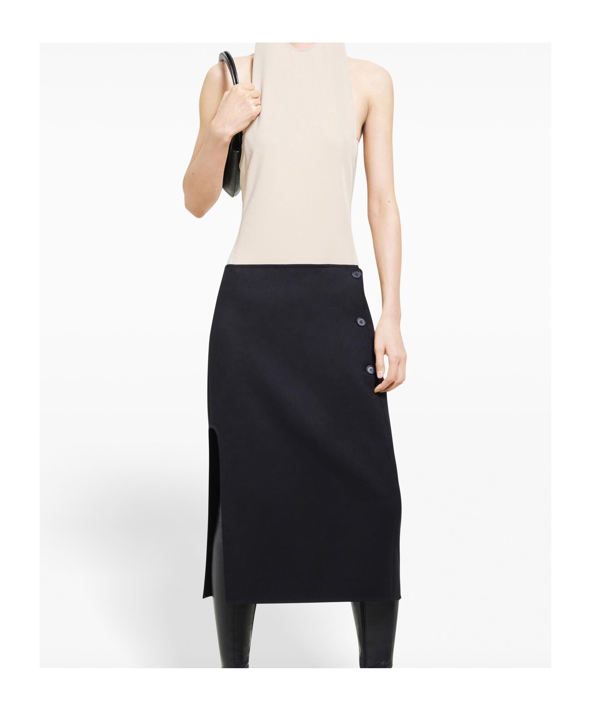 Courrèges Halterneck Sleeveless Hooded Bodysuit With Side Slit