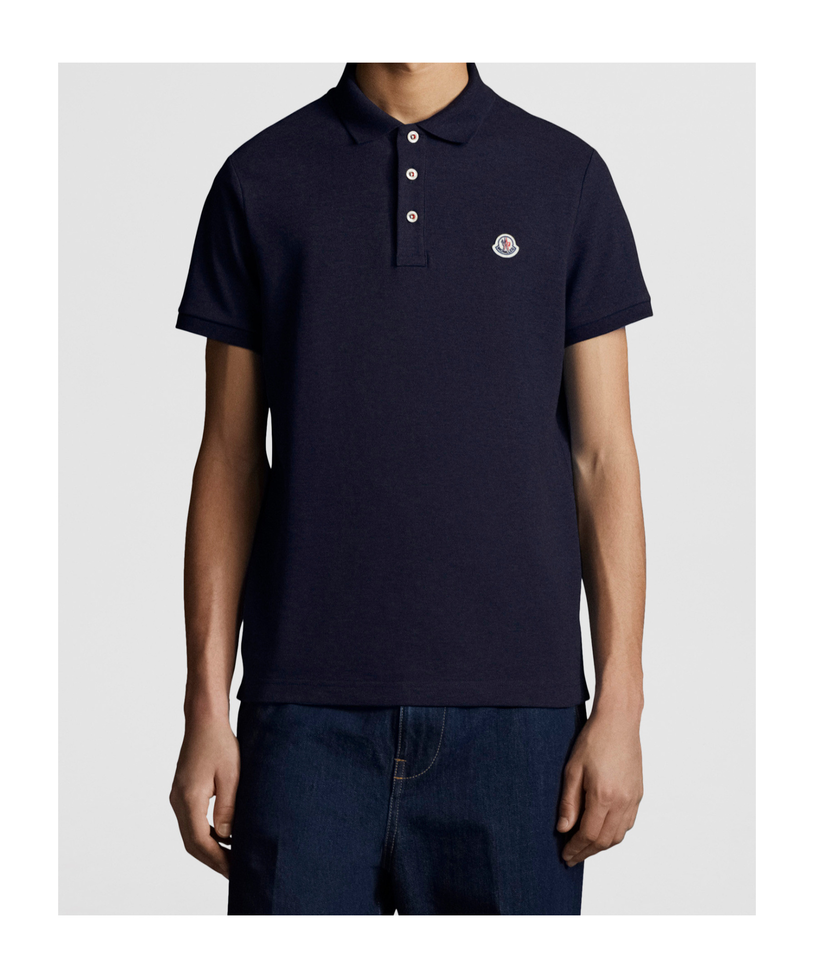 Moncler Short-sleeved Polo Shirt In Blue