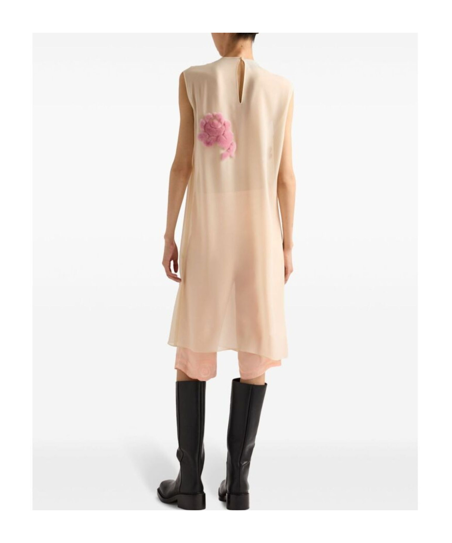 Prada Georgette Midi Dress In Pink