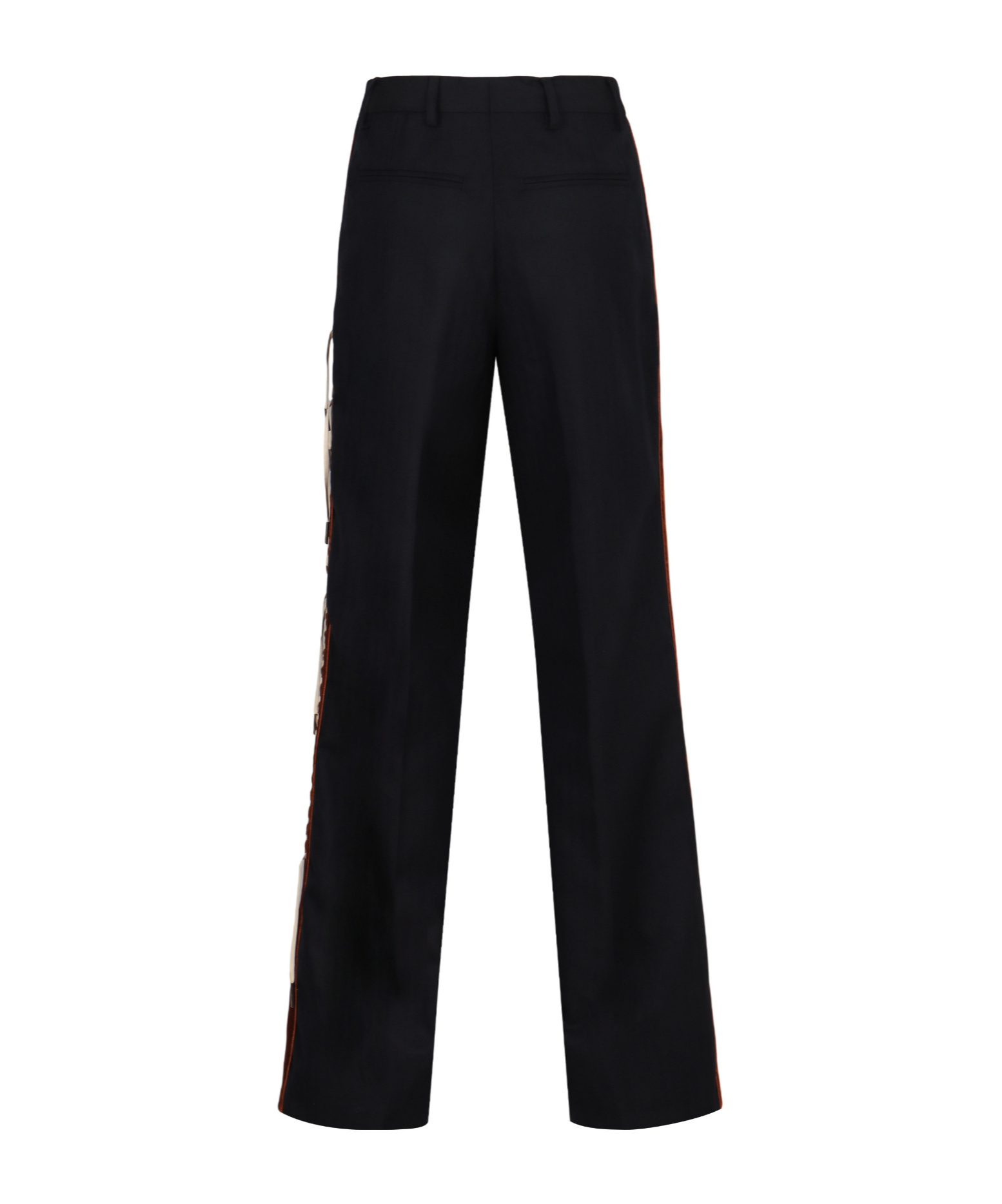 Dries Van Noten Velvet-trim Straight-leg Trousers In Black