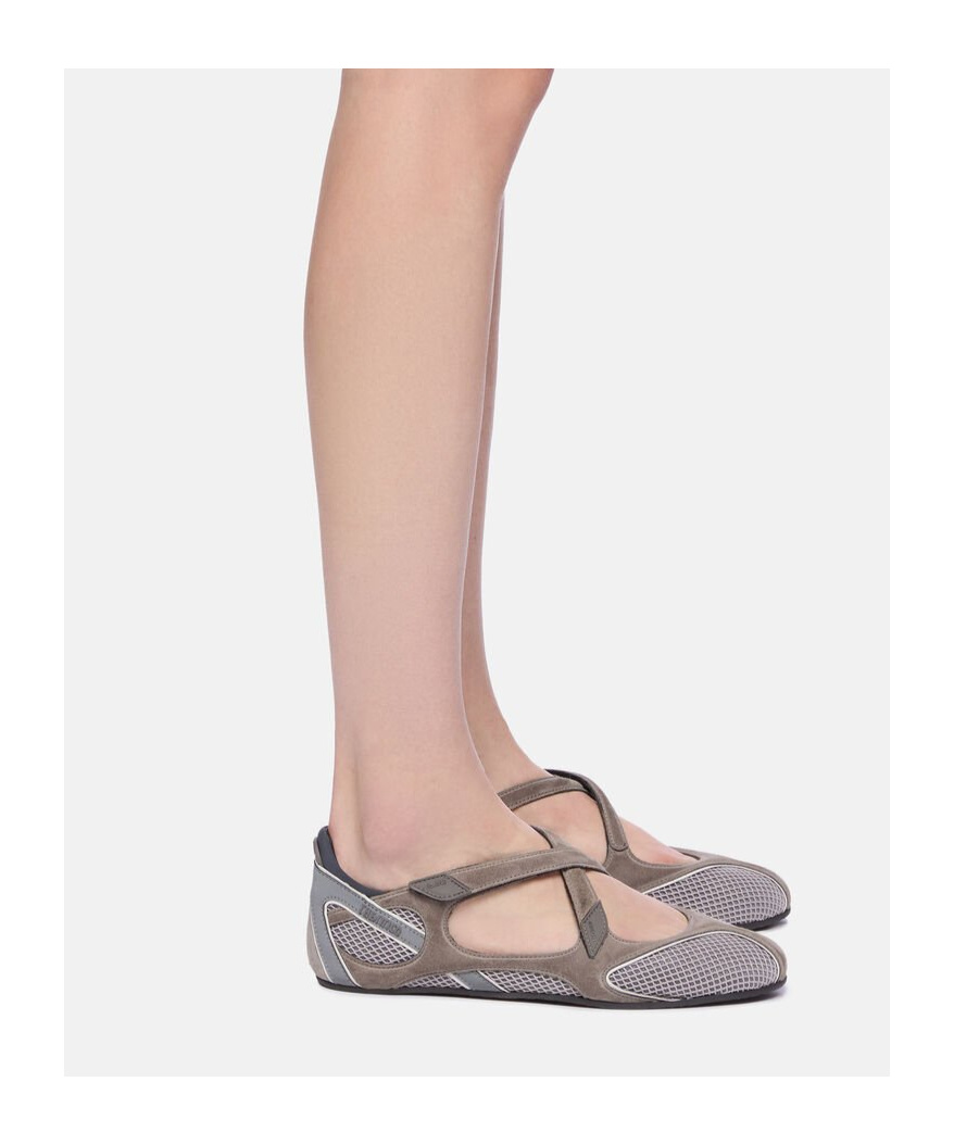 Attico Floor 01 Suede And Mesh Ballet Flats
