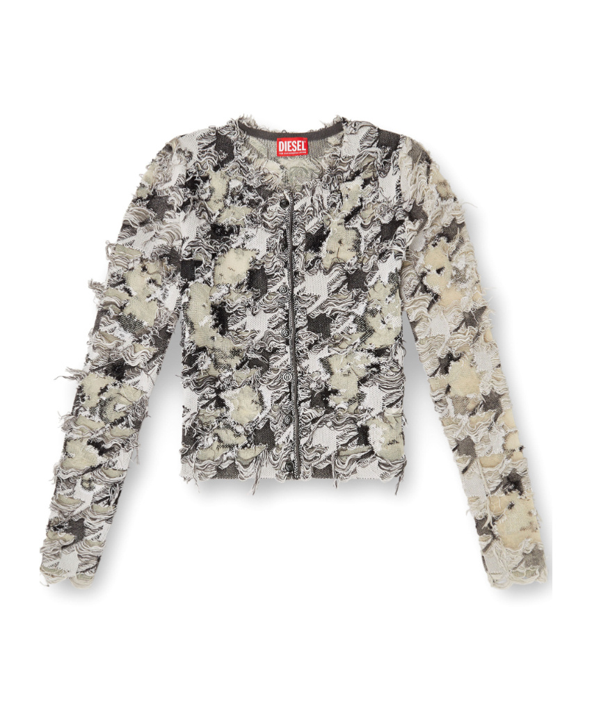 Diesel Houndstooth Jacquard Cardigan In Multi