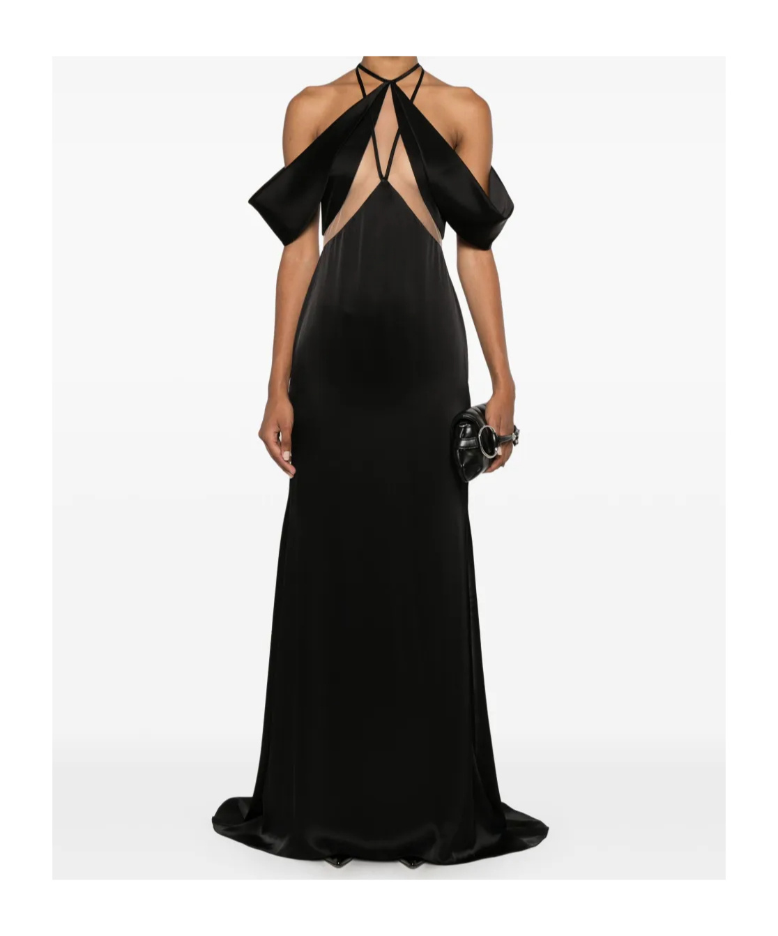 David Koma Tulle-detail Satin Gown