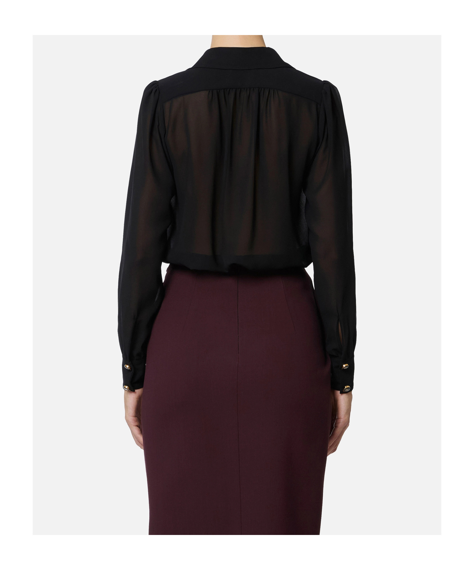 Elisabetta Franchi Blouse In Georgette Fabric With Necklace In Black
