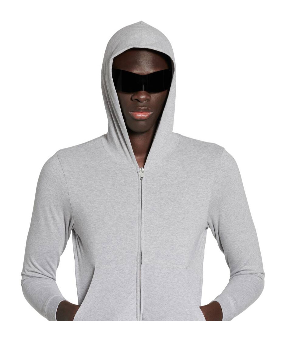 BALENCIAGA ZIP-UP HOODIE SLIM FIT IN GREY 