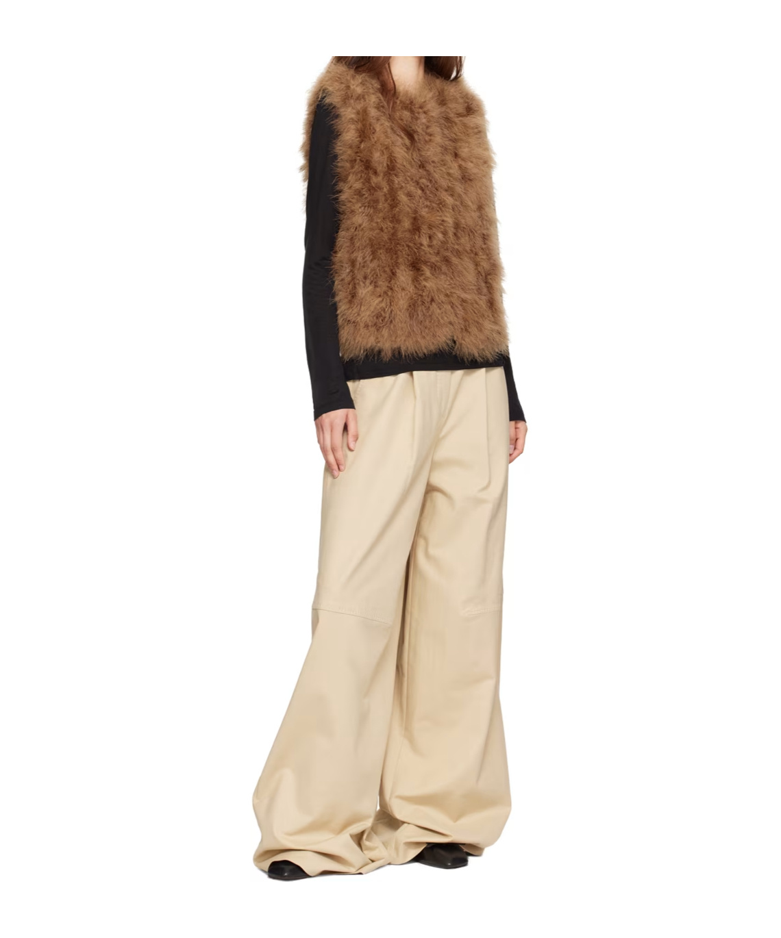 Yves Salomon Brown Feather Vest In Brown