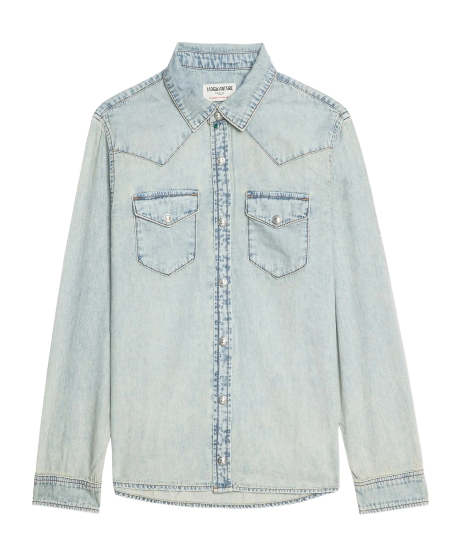 Zadig & Voltaire Saby Studded Denim Button-up Shirt In Multi