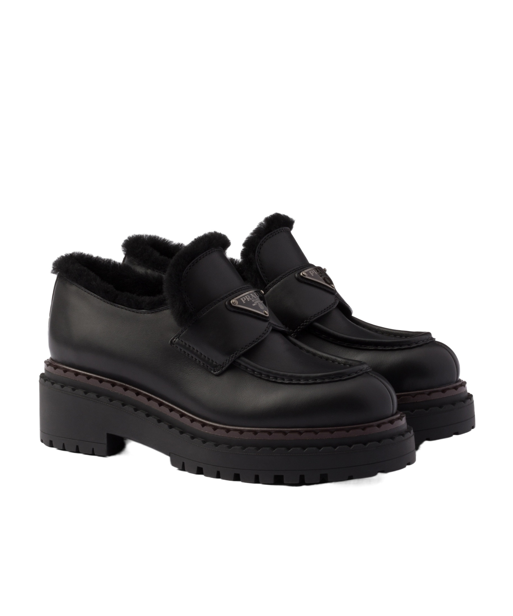 Prada Logo Loafers In Black