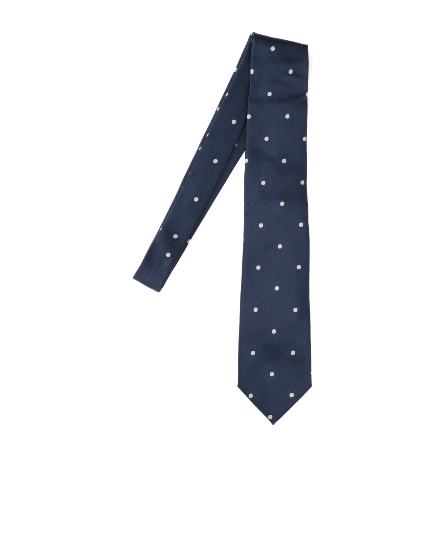 Tom Ford Navy Silk Tie With White Polka Dots In Blue