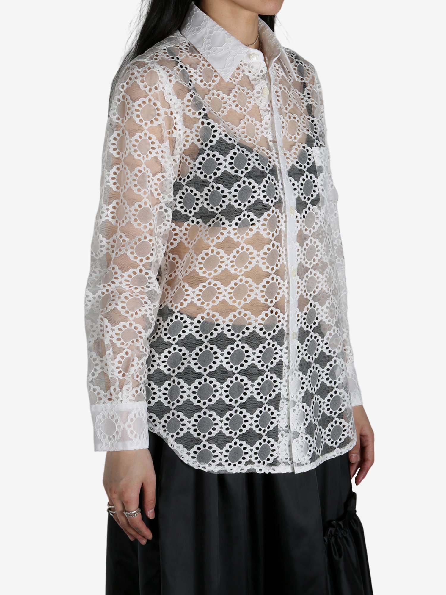 Shop Comme Des Garçons Sheer Lace Shirt