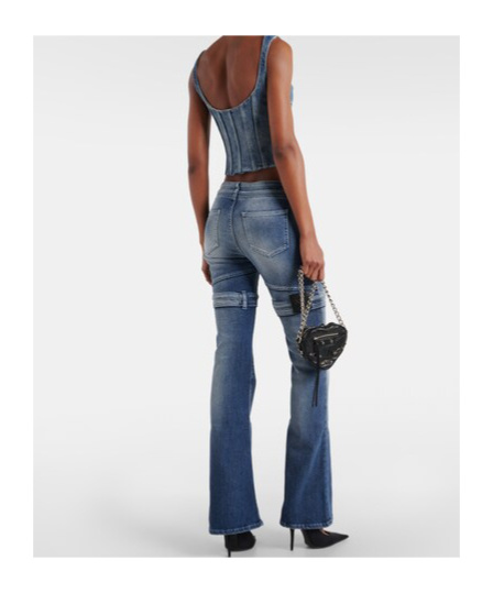 Off-white Denim Bustier In Gray