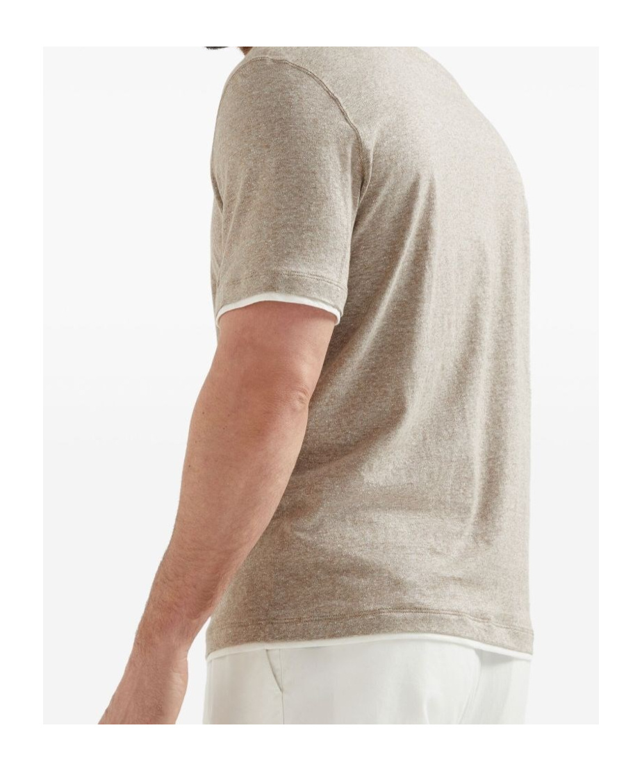 Brunello Cucinelli Faux-layering T-shirt In Nude