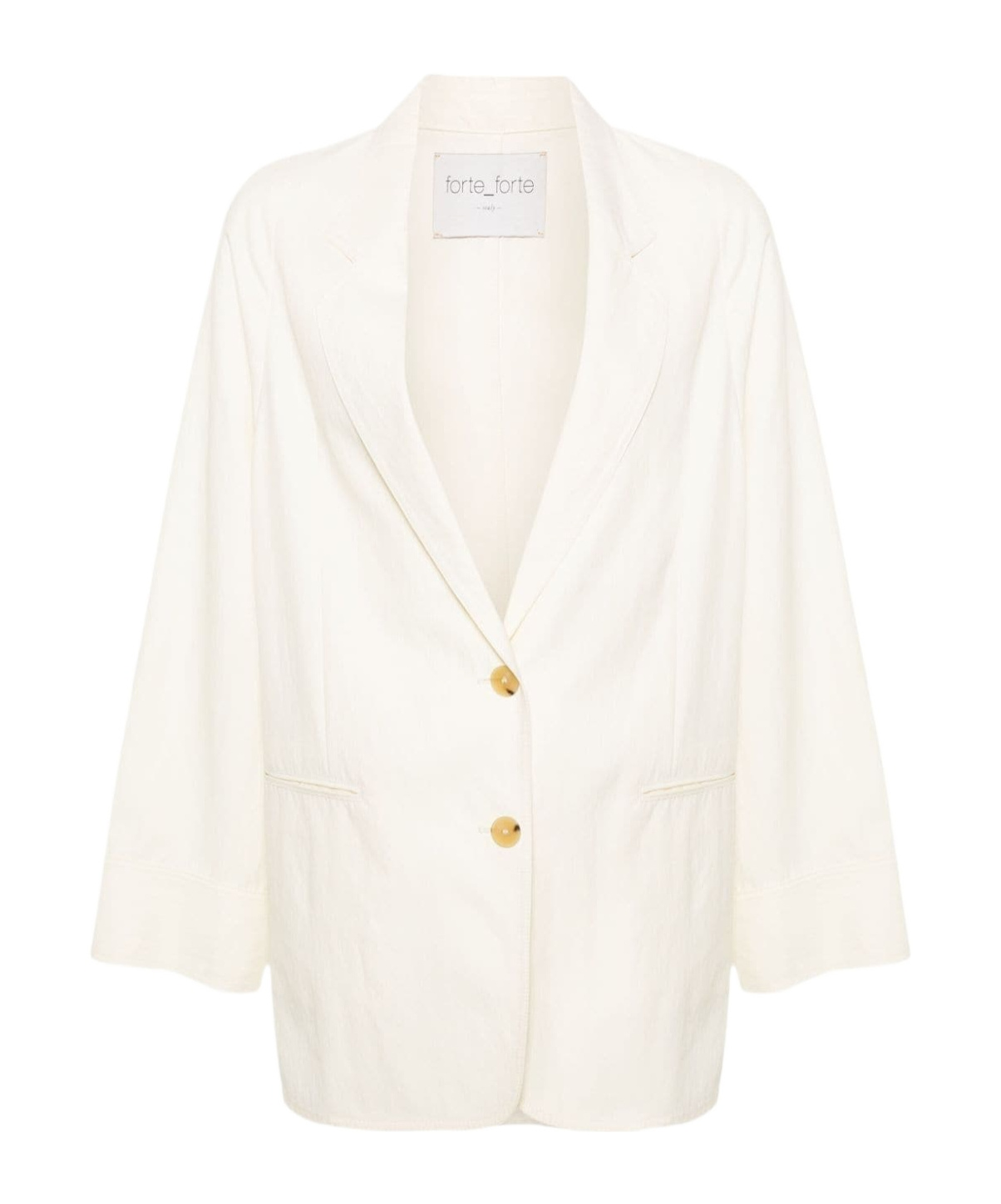 Shop Forte Forte Lapel Long-sleeved Blazer In White