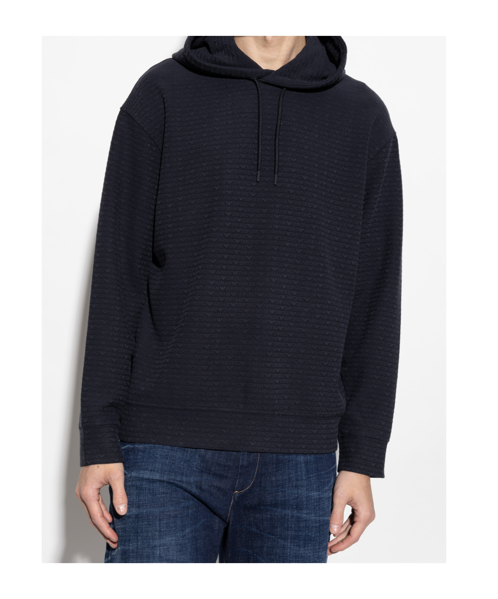 Emporio Armani Men's Allover Logo Hoodie In Black