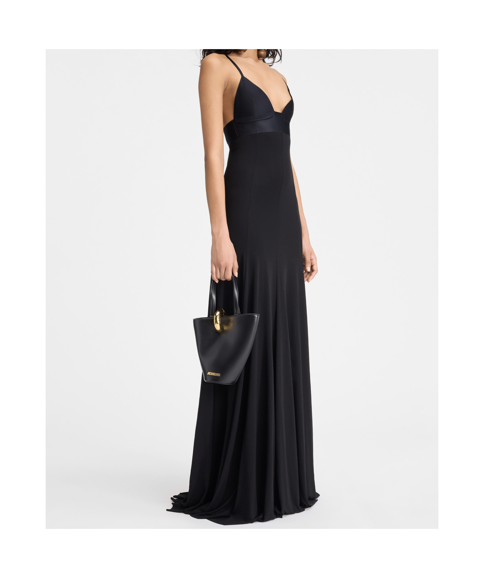 Jacquemus Thin Strapless Evening Dress In Black
