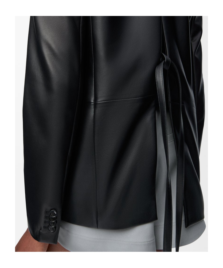Loewe Leather Blazer With Notch Lapel And Tie Detail In Black
