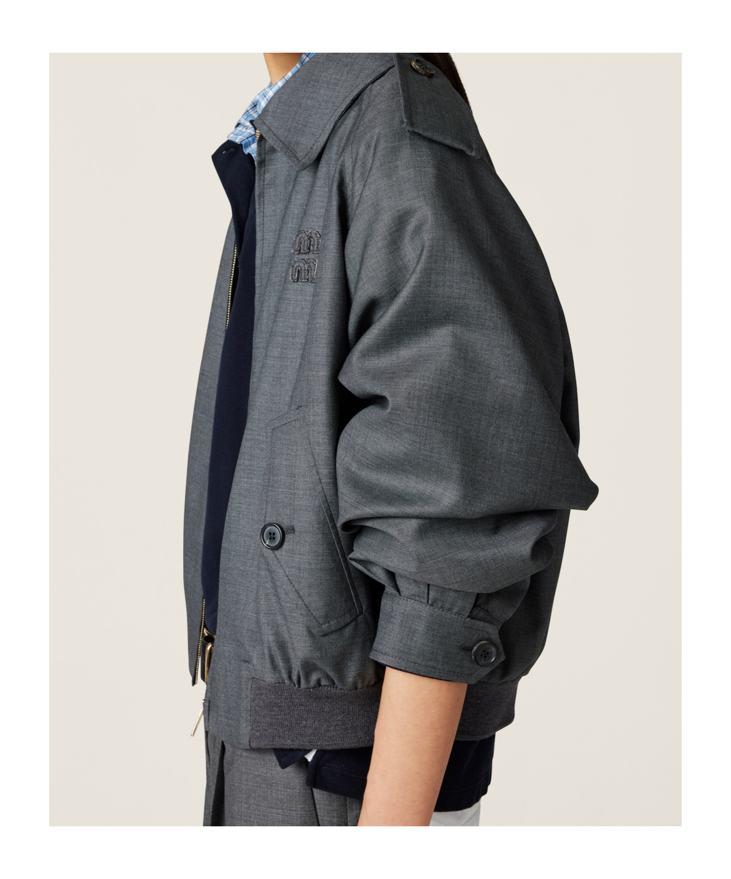Miu Miu Grisaille Blouson Jacket In Black