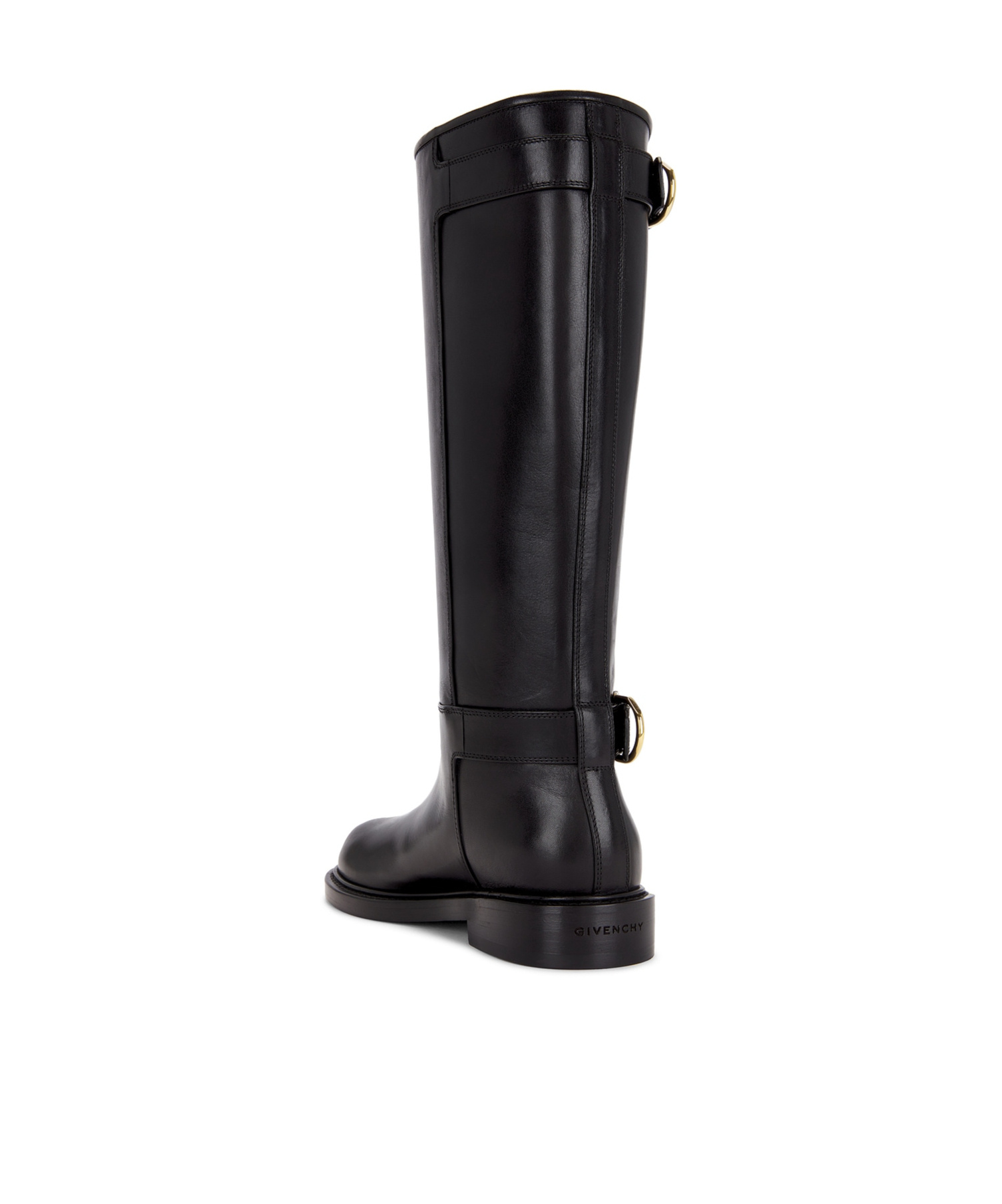 Givenchy Voyou Leather Buckle Tall Moto Boots In Black