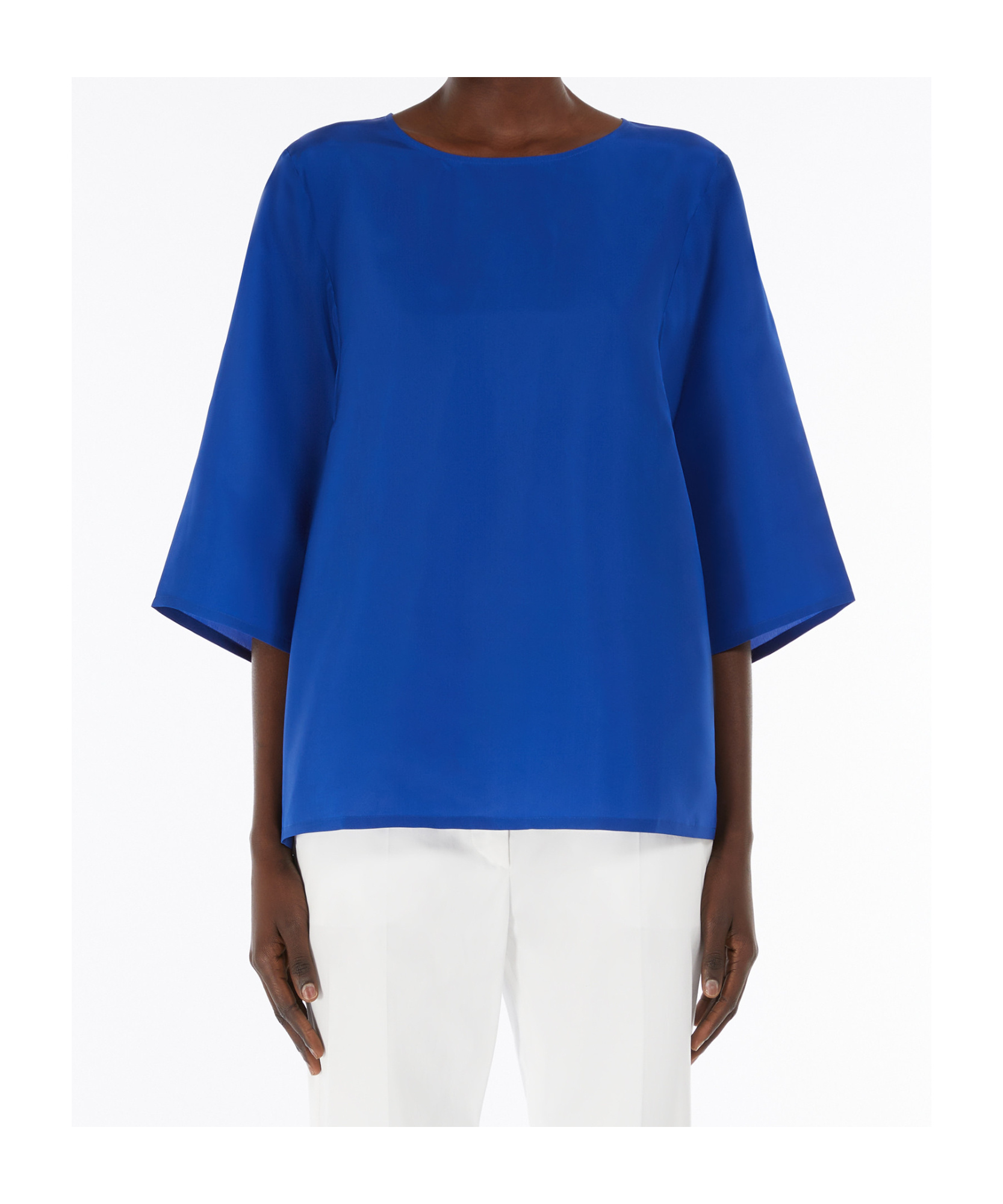 Weekend Max Mara Silk And Jersey Blouse In Cornflower Blue