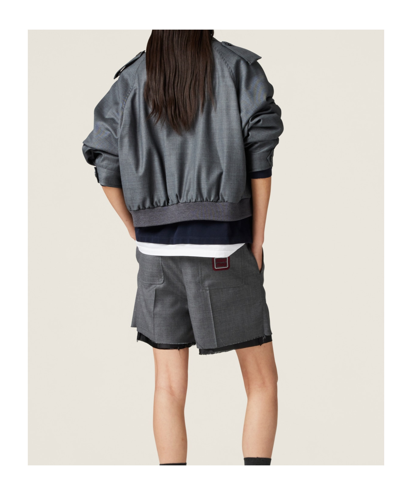Miu Miu Grisaille Blouson Jacket In Black