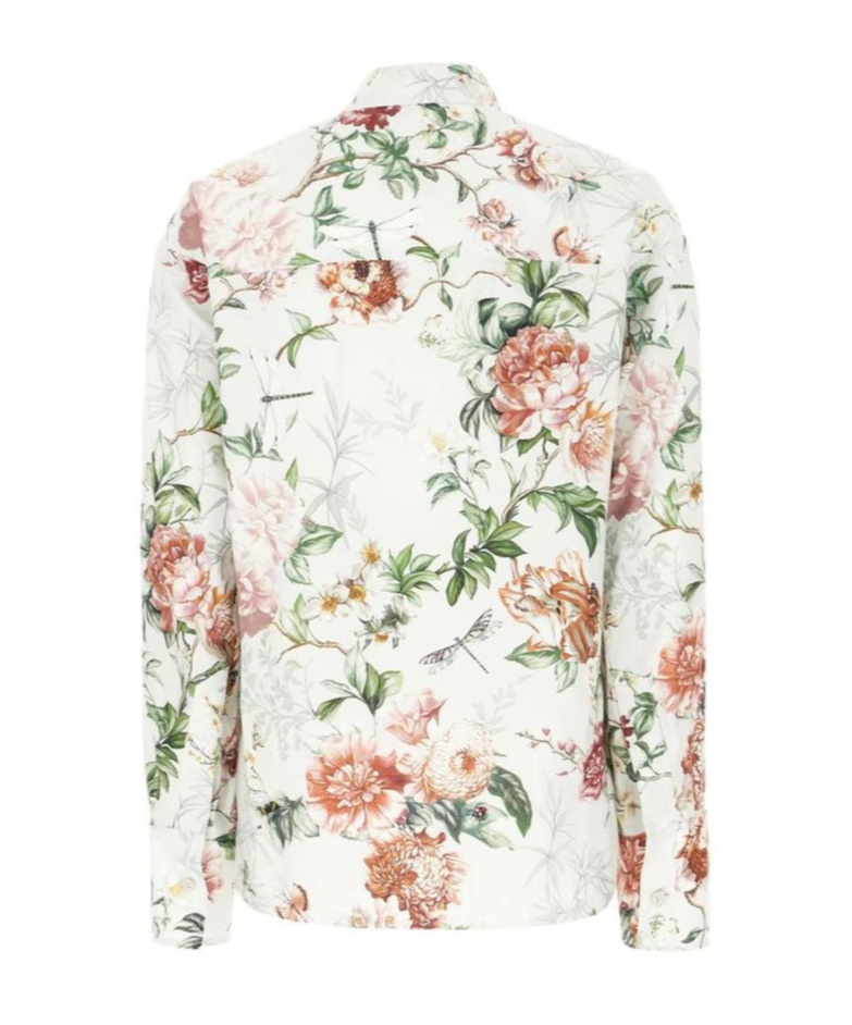 Attico Pointed Collar Long Sleeves Floral Print Shirt In White