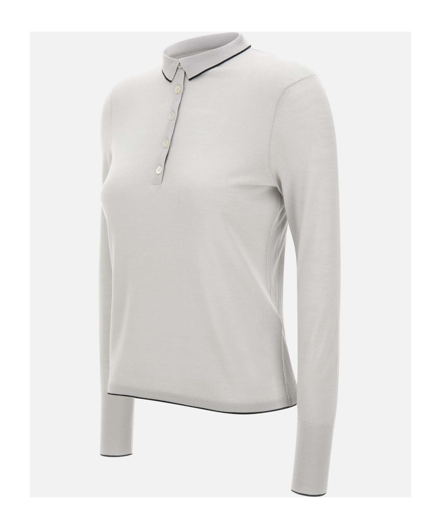 Eleventy Long-sleeved Polo Shirt In White