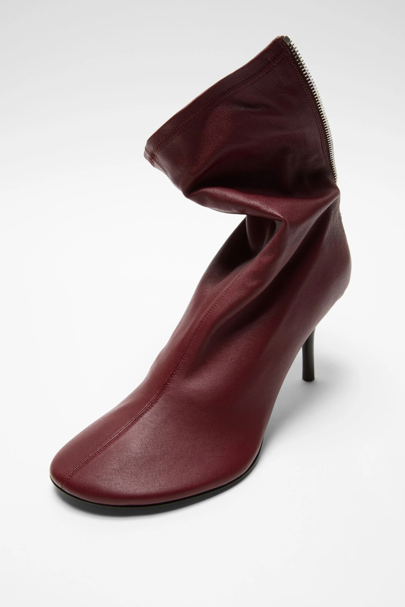Acne Studios 75mm Zip Leather Boots In Burgundy