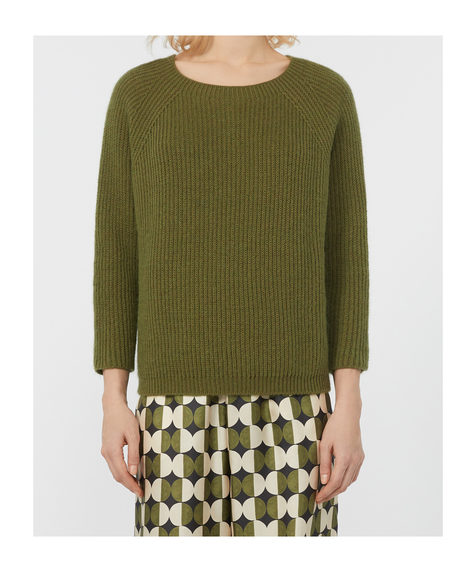 Weekend Max Mara Crew Neck Long Sleeve Sweater In Green