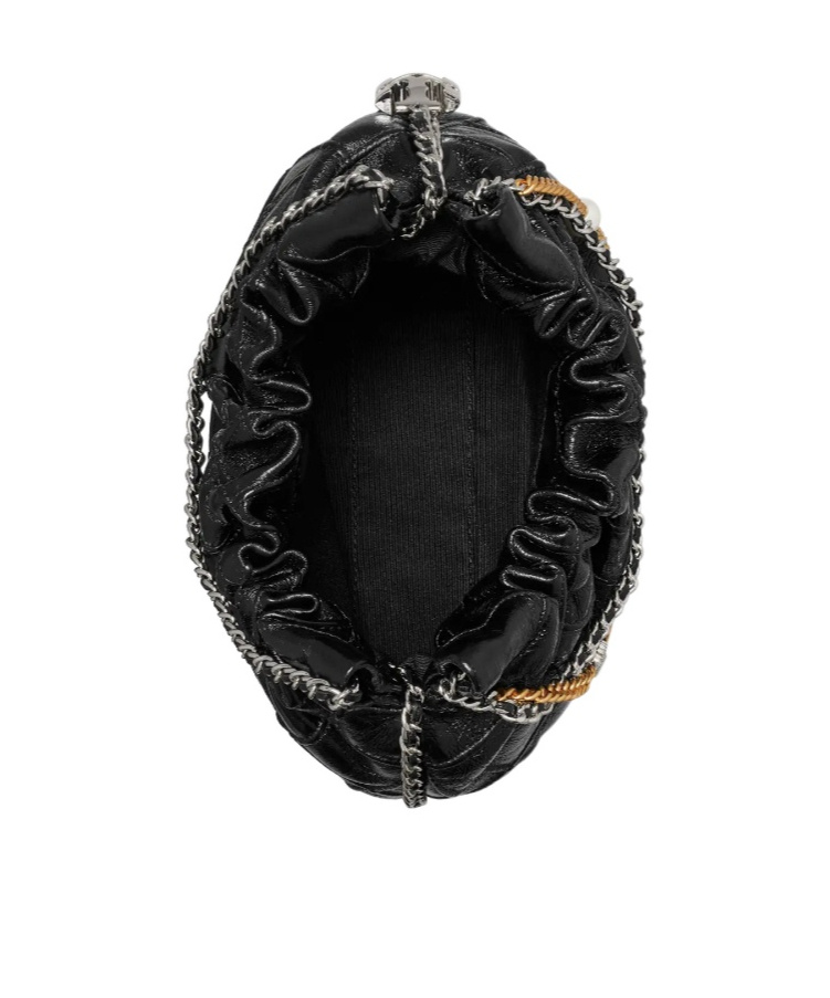 Tory Burch Fleming Distressed Mini Hobo Bag Shoulder Bags Black In Black