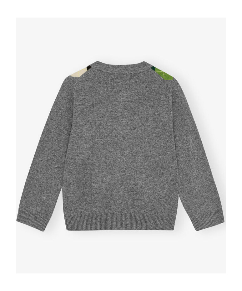 Ganni Argyle-pattern Logo-embroidered Cardigan In Multi