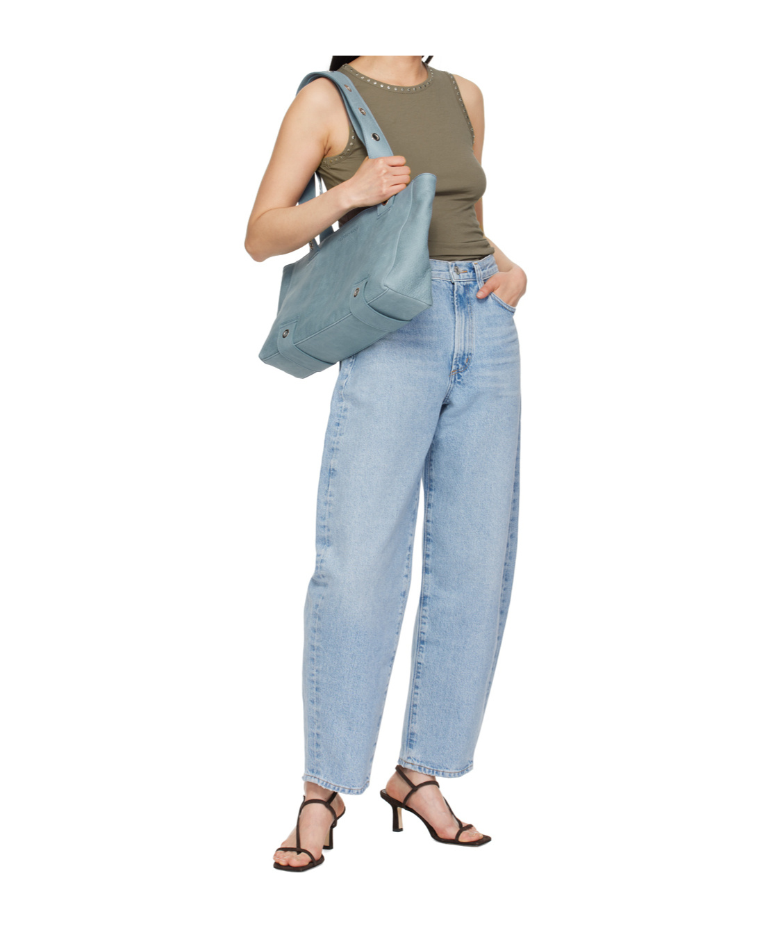 Agolde High Waist Denim Trousers In Blue