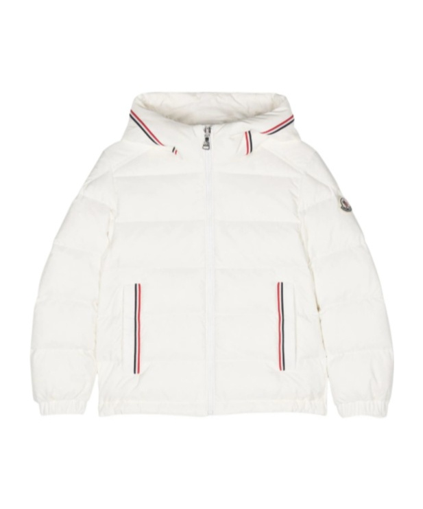 Moncler Long-sleeved Hooded Cotton Coat In White