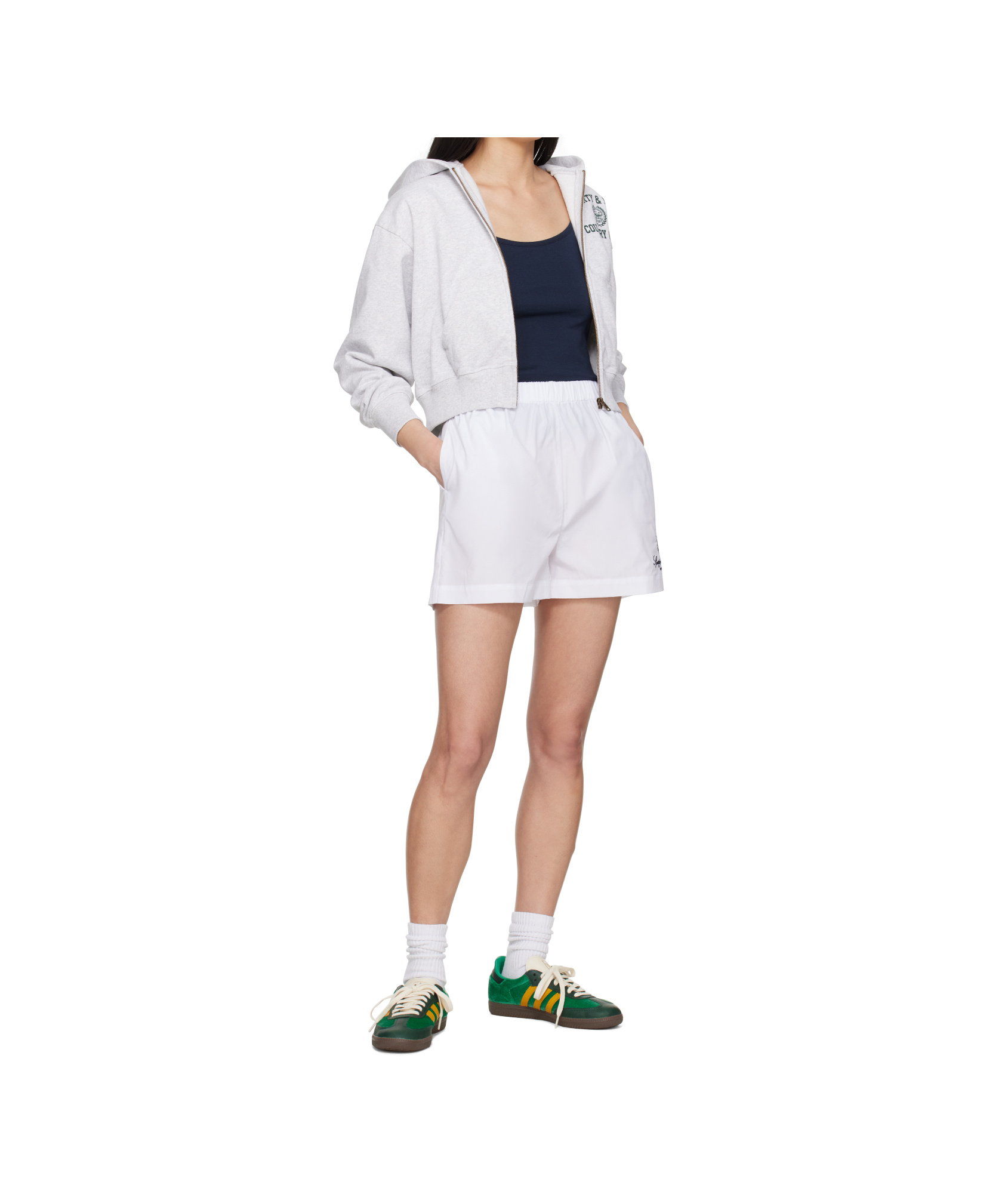Sporty And Rich White Vendome Poplin Shorts In White
