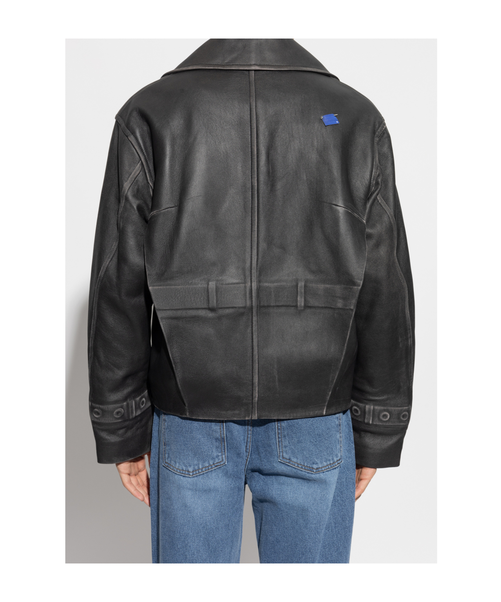 Ader Error Long-sleeved Leather Jacket In Black