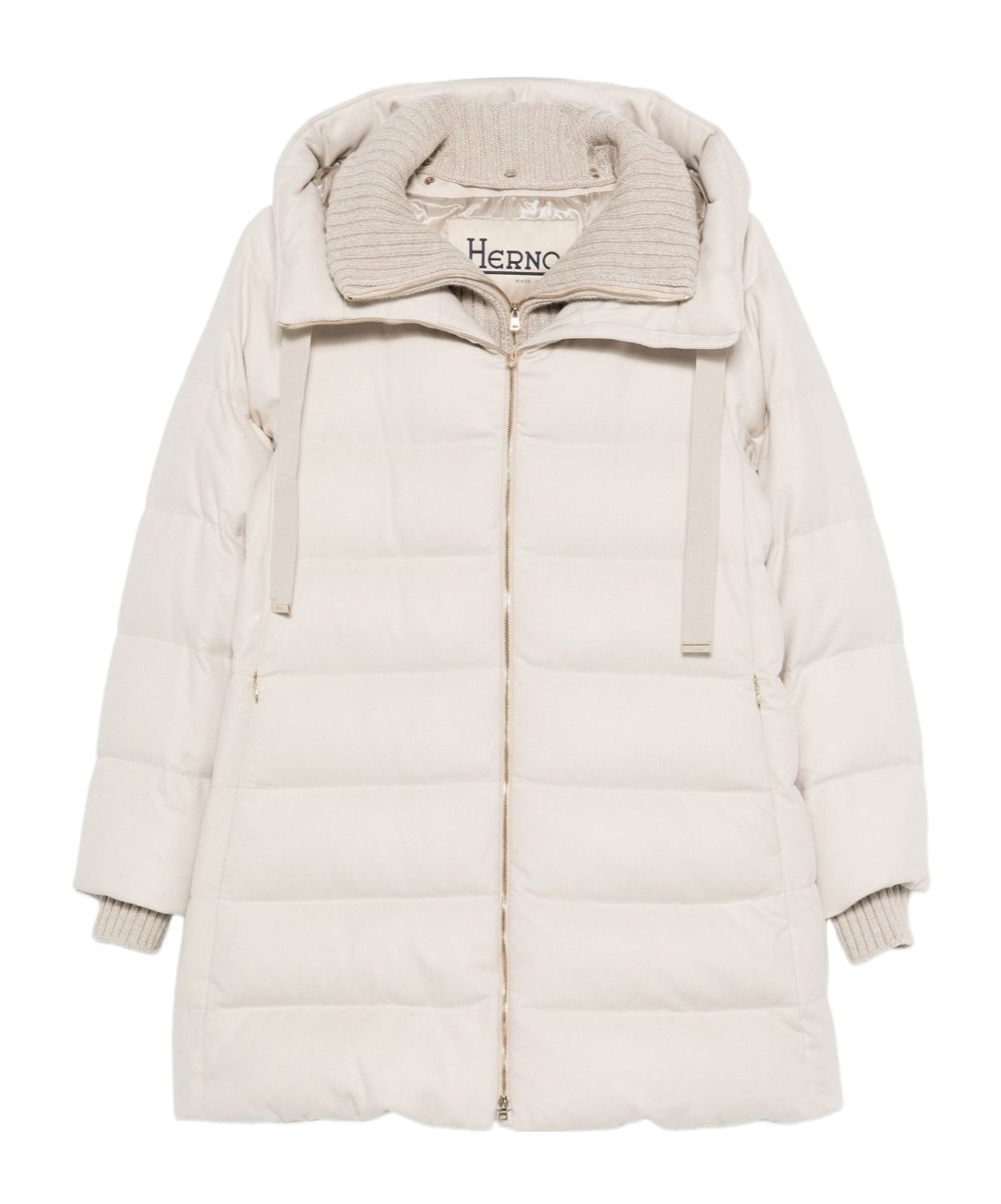 Herno Hooded Long Quilted Jacket And Pockets In Multi